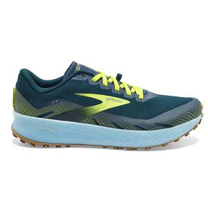 Brooks Catamount Trail Running Shoes - Mens, Blue/Green/Yellow | IE-TWS130978